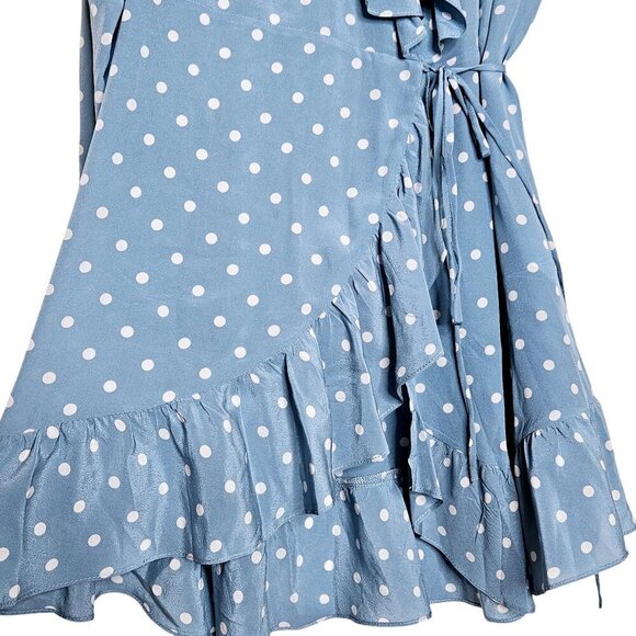 Realisation Par Alexandra Blue Polka‎ Dot Wrap Mini Dress Size M - Picture 7 of 13